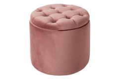 Eleganter Hocker MODERN BAROCK 50cm altrosa Samt Aufbewahrungkorb