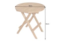 Massiver Gartenbeistelltisch EMPIRE TEAK 50cm natur Teakholz klappbar rund Outdoor