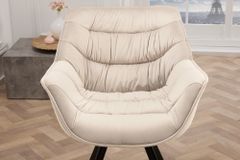 Drehbarer Stuhl THE DUTCH COMFORT champagner beige Samt schwarze Metallbeine