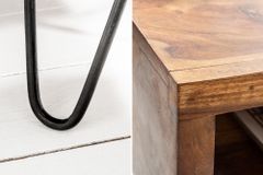 Massivholz Beistelltisch SCORPION 45cm braun Sheesham stone finish Hairpin Legs Stauraum