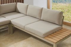 Große Garten Sitzgruppe MIAMI LOUNGE 240cm champagner greige Aluminium wetterfest Outdoor inkl. Kissen