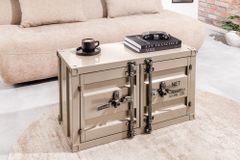 Container-Schrank GLOBETROTTER 80cm greige Metall Couchtisch mit Flügeltüren Kommode