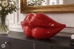 Glamouröse Deko-Figur DISCO LIP 45cm rot Glas-Mosaik-Design handmade