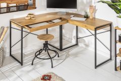 Industrial Eckschreibtisch STUDIO 130cm Eichenoptik mit Schubladen