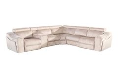 Multifunktionales Ecksofa PRIME 300cm beige Vogue Seiden Samtstoff Relaxfunktion