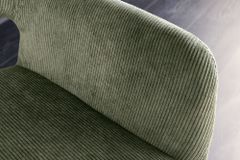 Design Stuhl MUSTANG grün Cord mit Armlehne schwarz Metallgestell