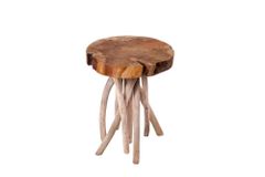 Exklusiver Beistelltisch ROOT 30cm natur Teak Massivholz Hocker Wurzelholz rund