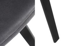 Design Stuhl NORDIC STAR antik grau Microfaser Massivholz schwarz mit Armlehne gepolstert