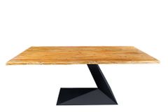 Massiver Esstisch MAMMUT BALANCE 200cm natur braun Akazie schwarz Baumkante