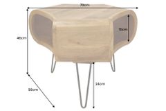 Retro Couchtisch ORGANIC LIVING 70cm braun Akazie Massivholz honey finish  Stauraum