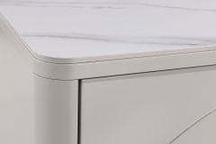 Design Couchtisch SAVOY 120cm kaschmir weiß Keramik Marmor mit Schubladen