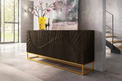Massives Sideboard SCORPION 180cm schwarz Mangoholz aufwendige 3D Schnitzereien