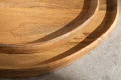 Massives 2er Set Tablett AMAZONAS 55cm natur Mangoholz cream finish Servierbrett