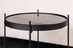 Runder Couchtisch ELEGANCE 45cm anthrazit Glas schwarz Metallgestell