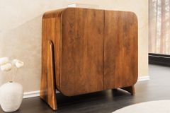 Quadratisches Lowboard BRASIL 75cm braun Mango Massivholz zwei Fächer Schrank