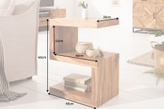 Handgearbeiteter Beistelltisch S 60cm braun Sheesham Massivholz stone finish Ablage