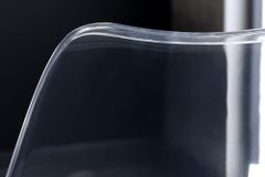 Design Stuhl SCANDINAVIA MEISTERSTÜCK transparent weiß Kunststoff Buchenholz natur