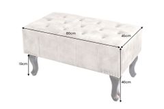 Design Sitzhocker CHESTERFIELD 80cm champagner beige Samt Knopfheftung Nietenbesatz