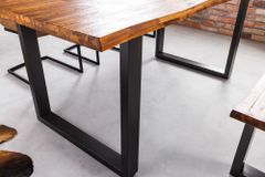 Massivholz Esstisch GENESIS 160cm natur anthrazit Akazie Baumkante Industrial Design