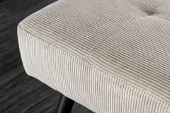 Design Sitzbank BOUTIQUE 100cm hellgrau Cord Metallbeine schwarz