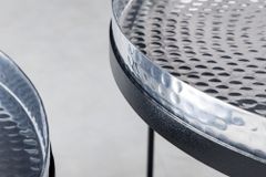 Design 2er Set Beistelltisch ELEMENTS 55cm silber Hammerschlag handmade rund