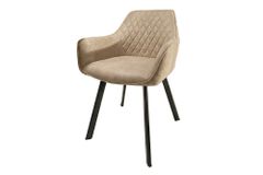 Design Stuhl PALERMO beige Microfaser mit Armlehne und Ziersteppung