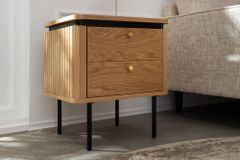Moderner Nachttisch ATELIER 55cm Eiche Beistelltisch mit Schubladen