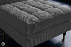 Design Hocker COZY VELVET 80cm grau Cord schwarz mit goldener Metallkappe