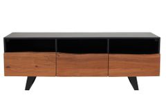 Industrial Design TV-Board ORGANIC ARTWORK 140cm Akazie Massivholz Eisengestell
