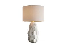 Moderne Tischlampe ELEGANCIA 65cm weiß gold Keramik weißer Leinenschirm