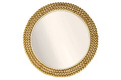 Runder Wandspiegel PEARLS 75cm gold Metall