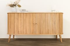 Retro Sideboard VALHALLA WOOD 160cm natur Eichenholz Schiebetüren