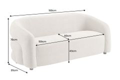 Design Sofa VOGUE 200cm beige Chenille Cremona 3-Sitzer Couch mit Nosagfederung