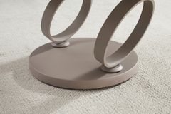 Design Couchtisch DANCING RINGS natur rund drehbar Travertin Keramik champagner greige