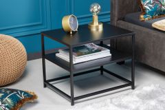 Moderner Beistelltisch DURA STEEL 50cm schwarz Metall mit Ablagefach