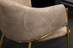 Design Stuhl NOBLESSE champagner beige Samt golden verchromtes Metallgestell