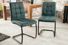 Design Freischwinger Stuhl MODENA vintage petrol Microfaser mit Ziersteppung