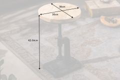 Höhenverstellbarer Beistelltisch ENGINEER 30cm Mangoholz Industrial Design massiv rund Eisen