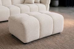 Moderner Hocker CLOUD 100cm beige Bouclé Tweed Soft Federkern Fußhocker Sitzhocker