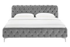 Doppelbett MODERN BAROCK 180x200cm grau Samt Chesterfield Design