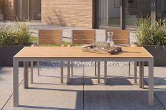 Moderner Gartentisch DESIGNO 205cm natur greige Aluminium wetterfest Outdoor-Esstisch