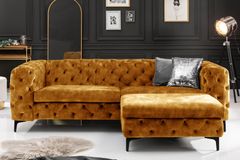 Chesterfield Sofa MODERN BAROCK 235cm senfgelb Samt 3-Sitzer Couch Federkern