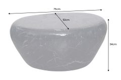 Handgefertigter Couchtisch STONE 75cm schwarz Marmor-Design Metall