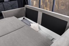 XXL Sofa mit Schlaffunktion APARTMENT grau Cord inkl. Bettkasten und Kissen
