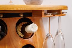 Massives Weinregal BODEGA 84cm natur Pinienholz Weinfass Barschrank für 14 Flaschen