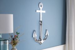 Maritime Wanddekoration SEVEN SEAS 70cm silber 3D Anker