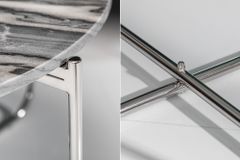 Runder Couchtisch NOBLE 65cm grau Marmor abnehmbare Tischplatte klappbar silber Metall