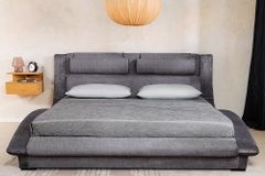 Bett SWING 160x200cm grau Vogue Seiden Samtstoff