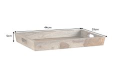 Massives Tablett MAKASSAR 45cm grau smoke finish Sheeshamholz