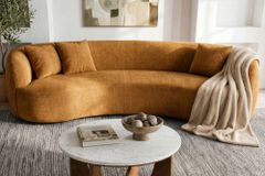 Organisches Sofa ATELIER 230cm senfgelb Samt 3-Sitzer Couch inkl. Kissen